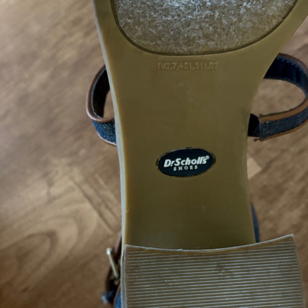Dr. Scholl's Denim Strappy Block Heel Sandals - Picture 2 of 9